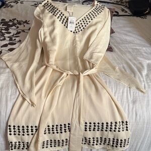MM Couture Cream and Black Midi Dress